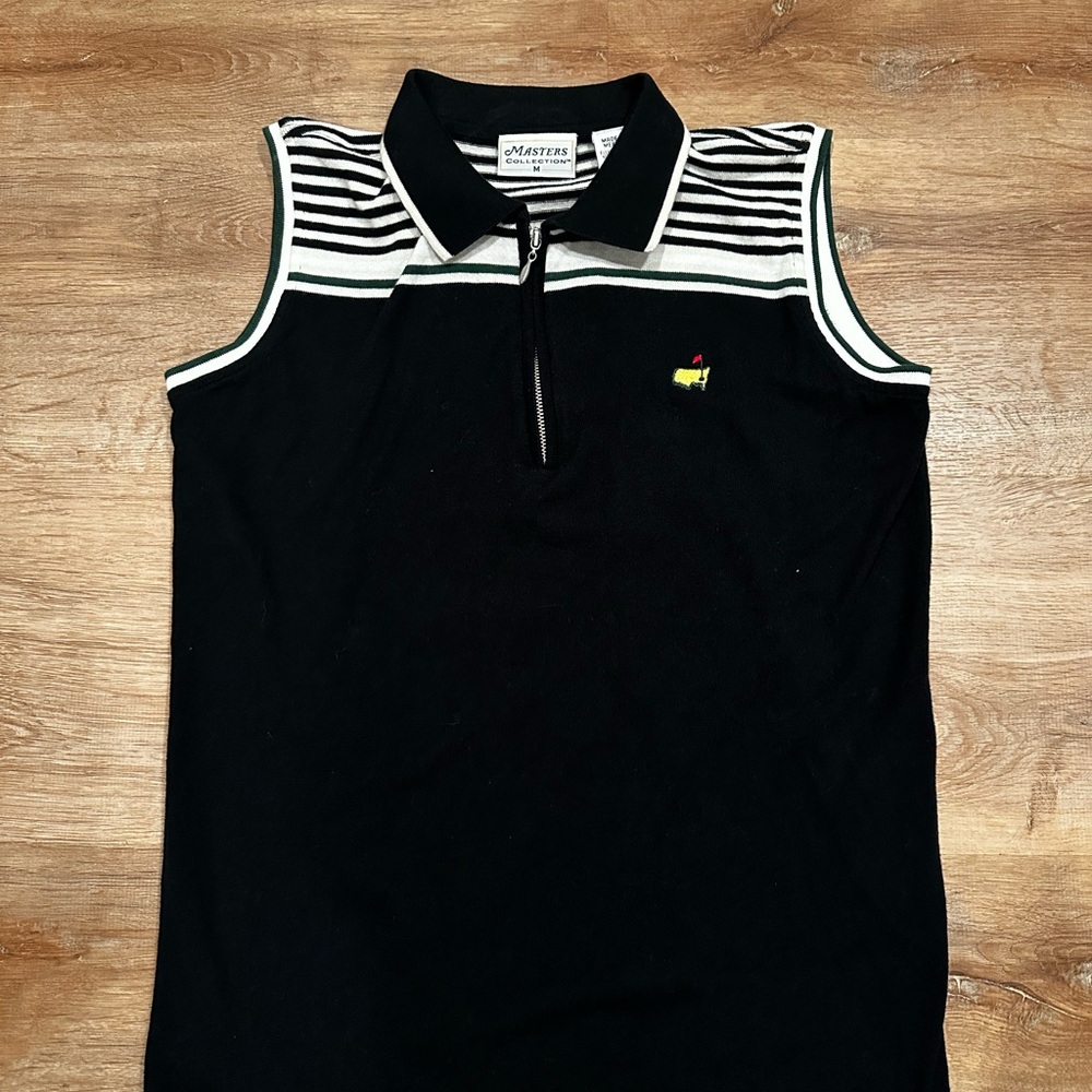 Women’s Masters Black Polo with Striped Collar (M)